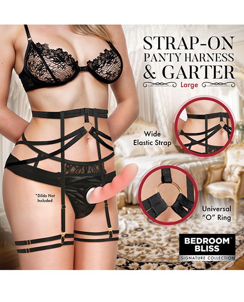 Bedroom Bliss Belle Strap-On Panty Harness &amp; Garter - Large