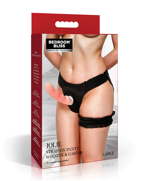 Bedroom Bliss Jolie Strap-On Panty Harness &amp; Garter - Large