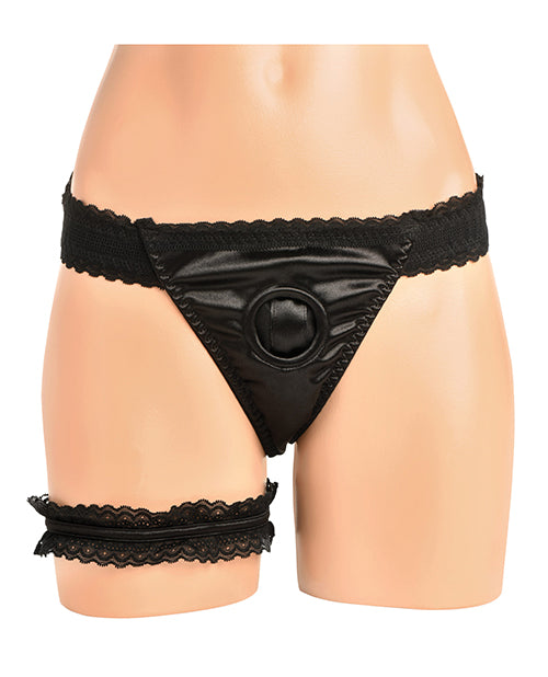 Bedroom Bliss Jolie Strap-On Panty Harness &amp; Garter - Large