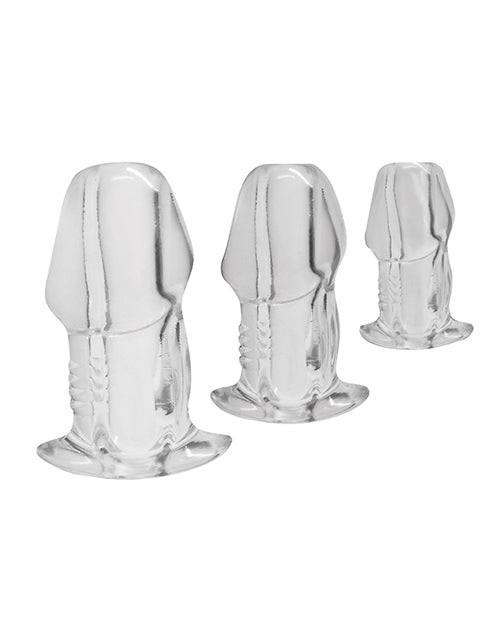 Master Series - Dicked Clear Hollow Anal Plug 3 pc Set